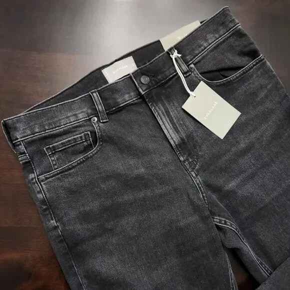 NWT Everlane The Skinny Fit Washed Black Jean Size 35x32